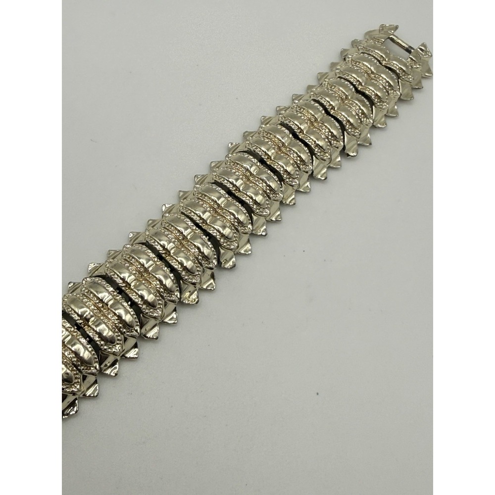Vintage STAR Bracelet Silver Tone Chunky MCM Signed 6.5" - Picture 5 of 9
